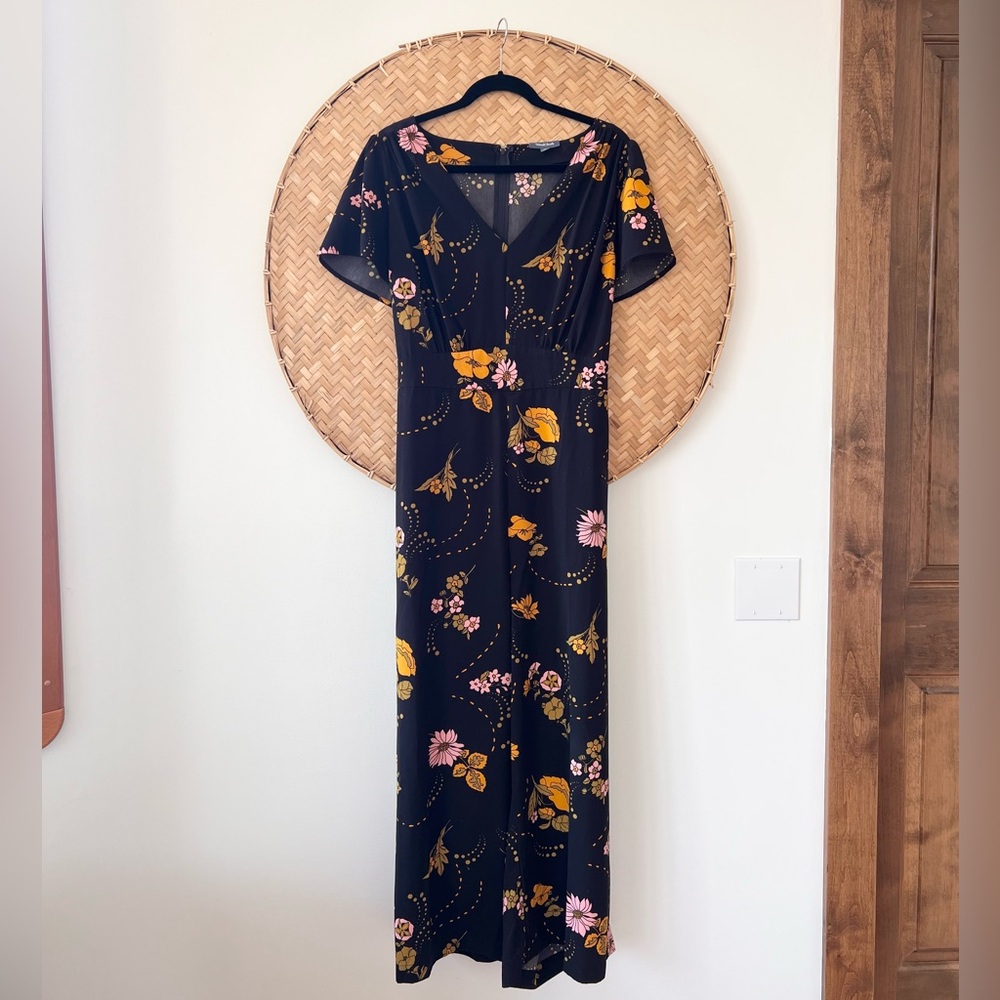 PLUS SIZE MODCLOTH VINTAGE STYLE EVERYTHING‎ & MORE BLACK FLORAL ROMPER JUMPSUIT - Picture 3 of 13